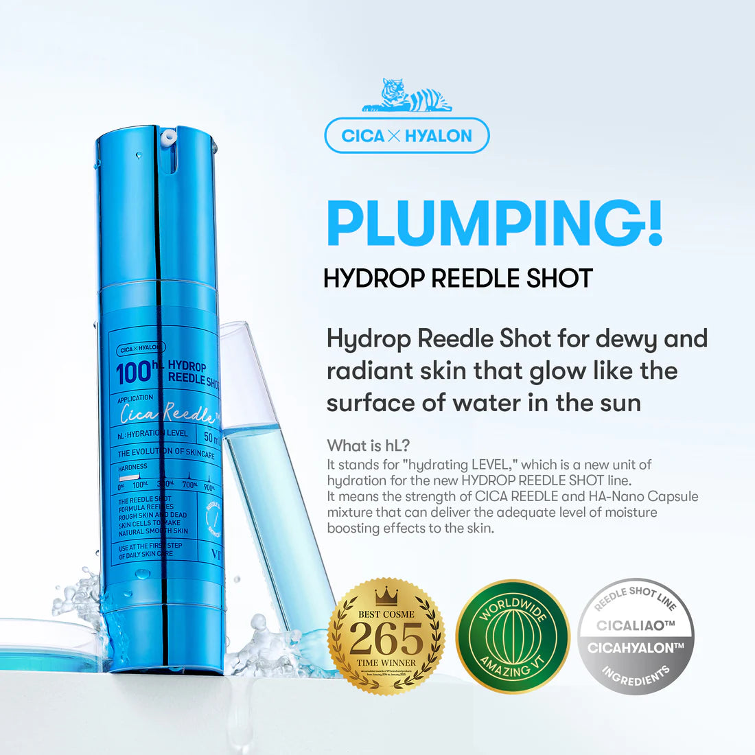 VT Cosmetics Hydrop Reedle Shot 100hl, 50ml - Siero con spicule e acido ialuronico